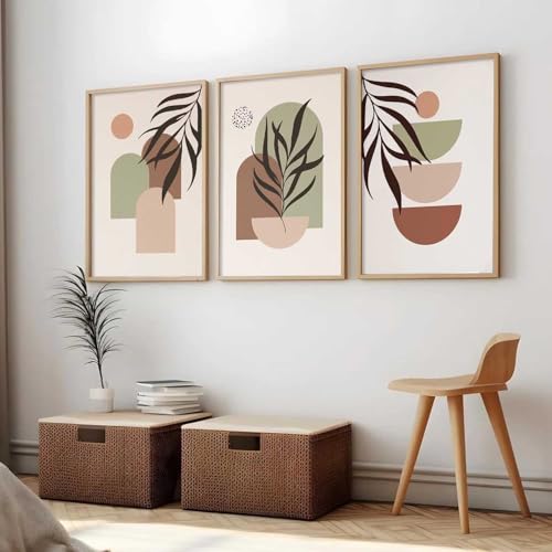 Image of kotart Boho Painting Wall Art Home Decoration Paintings With Frame For Living Room Bed Room Hotel Wall Decor Digital Reprint Set of 3 (10X13 inch)