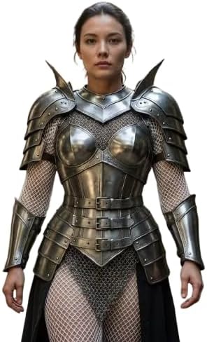 Medieval Steel Lady Armor Set | Cuirass, Pauldrons, Bracers & Chainmail | LARP, Cosplay & Halloween Costume