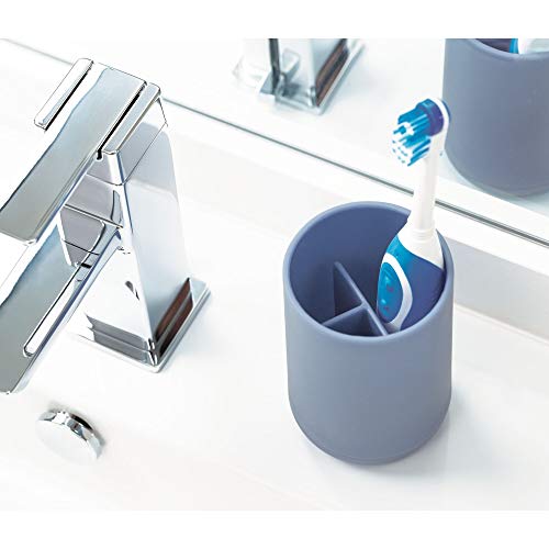 Idesign 28536 Cade Toothbrush Holder, Holds Normal Toothbrushes, Spin Brushes, And Toothpaste - Matte Dusty Blue #TOP2