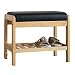 Banc à chaussures simple en bois massif - Tabouret de salon simple en bouleau - Etui à chaussures en simili cuir avec coussin Étagère à chaussures (Size : 85×34×42cm)