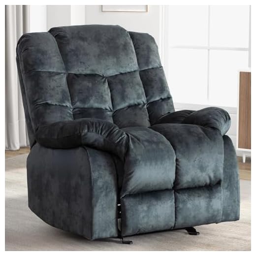 ANJHOME Single Recliner Chairs for Living Room Overstuffed Breathable Fabric Reclining Chair Manual Sofas (Gray)