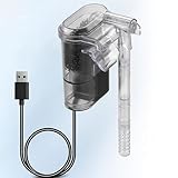 ZYNCUE Filtro de acuario USB para pecera, bomba de circulación de cascada de 250 l/h con flujo ajustable, diseño transparente, cable de 80 cm, para vidrio de 3 a 5 mm de grosor