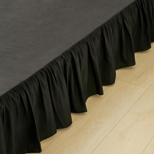 Bed Skirt Queen Size Ruffled Bed Skirt with Split Corners, Queen Bed Skirts 18 Inch Drop with Platform, Black, 18'' Queen