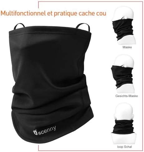 Oscenny Cache Cou-Double Couche Very Soft Fleece Coupe-vent Cache Cou Moto- Temps Froid Cagoule Moto élastique Polaire Ski Cyclisme Moto Hiver
