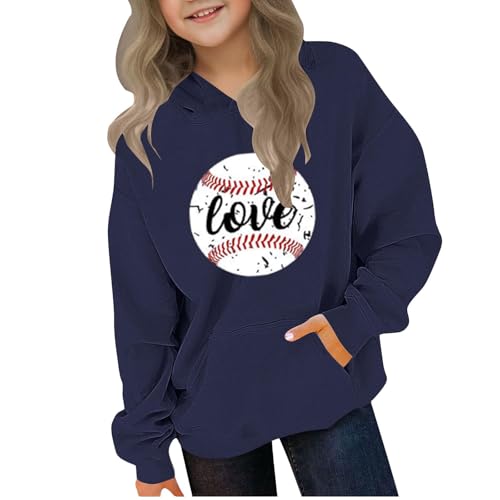 DDAPJ pyju Boys Girls Baseball Hoodies Cute Fall Pumpkin Fleece Sweatshirts Athlethic Casual Hooded Pullover Tops with Pocket