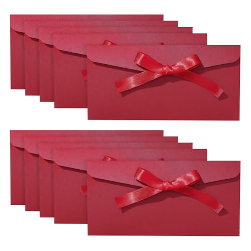 10 envelopes vermelhos para presente com fita, envelopes de cartão retrô, envelope vintage para dinh