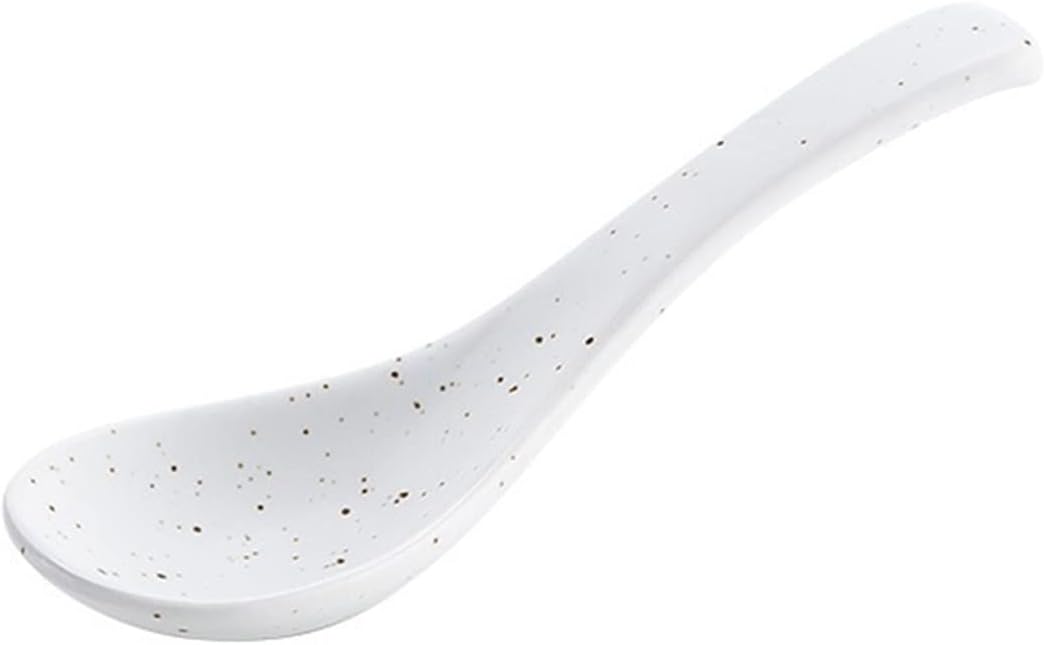 BOLNEYSoup Spoons, Creative ceramic spoon kitchen cookware tool soup teaspoon (Color : White)