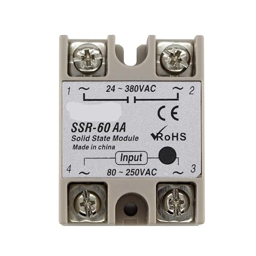 Relais statique SSR-60AA 60A | Entrée 3-32V CC Sortie 24-380V CA