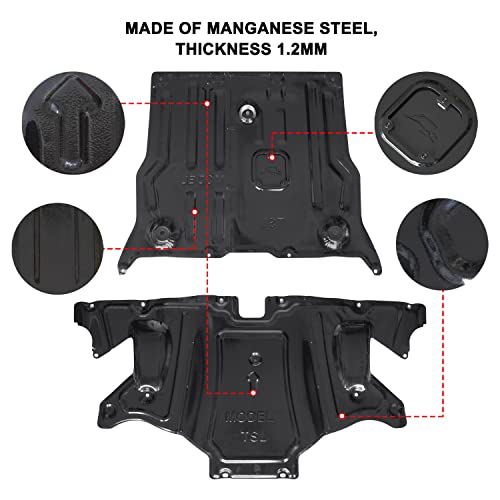 Kewisauto Skid Plate For Tesla Model 3 / Model Y, Splash Shield Cover Under Engine Guard Cover Chassis Guard Plates For Tesla Model 3 2017-2023 / Model Y 2020-2023 Accessories -2Pcs (Front+Rear) #TOP2