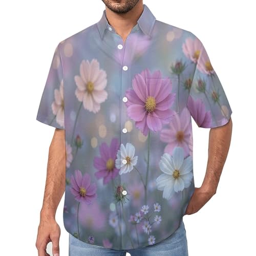Chemise hawaïenne manches courtes homme fleurs de la nature haut été plage coloré