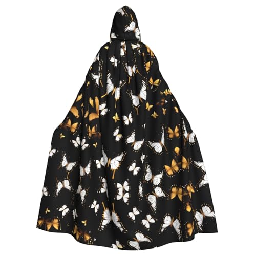 Cape à capuche papillons noir doré costume sorcière et fête
