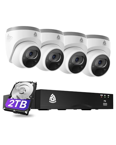 Akinguar 4K Kit Caméra Surveillance PoE, 8CH 2To NVR et Caméra IP PoE 4X 8MP, Détection de Personne/Véhicule, 30 Mètres Vision Nocturne, Enregistrement...