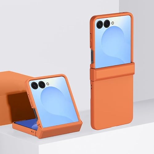 HUOLUNGJIN Ultra-Thin Case Compatible with Samsung Galaxy Z Flip 7,Slim Hard PC Shockproof Protective Cover | Anti-Scratch Lightweight Design Phone Case (Orange)