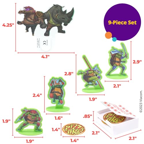 DecoSet® Teenage Mutant Ninja Turtles™ Pizza Power Cake Topper, 6-Piece Cake Decoration With Turtle Figurines, Cake Pic, And Pizza Launcher ! | For Birthday, Parties, Celebration by DecoPac - Image 5