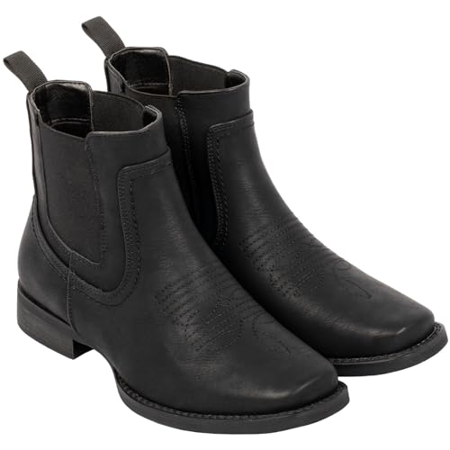 Image of J's.o.l.e Ankle Cowboy Boots for Men Square Toe Chelsea Boots Mens Casual Retro Stylish Boots