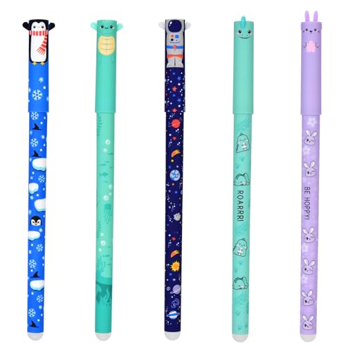 Qiuruyue 5 Penne Gel Cancellabili, 0,7 Mm Penna A Sfera Cancellabile Con 5 Ricariche Faber, Penne Cancellabili A Sfera Per Animali, Penna Cancellabile