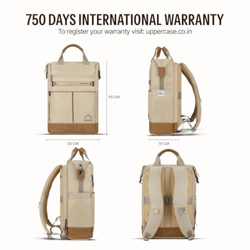 Image of uppercase Dune Alphatech Padded 15.6 inch Laptop & iPad Compartment Professional Backpack for Men & Women - Tote & Backpack Carry, Waterproof Work Business Backpack for College Work Daily -Beige