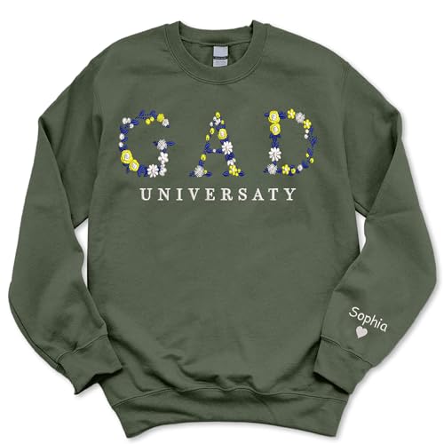 GodLover Custom Embroidered Sweatshirt With Flower Letter, Embroidered Christmas Sweatshirt Graduation Student Gift