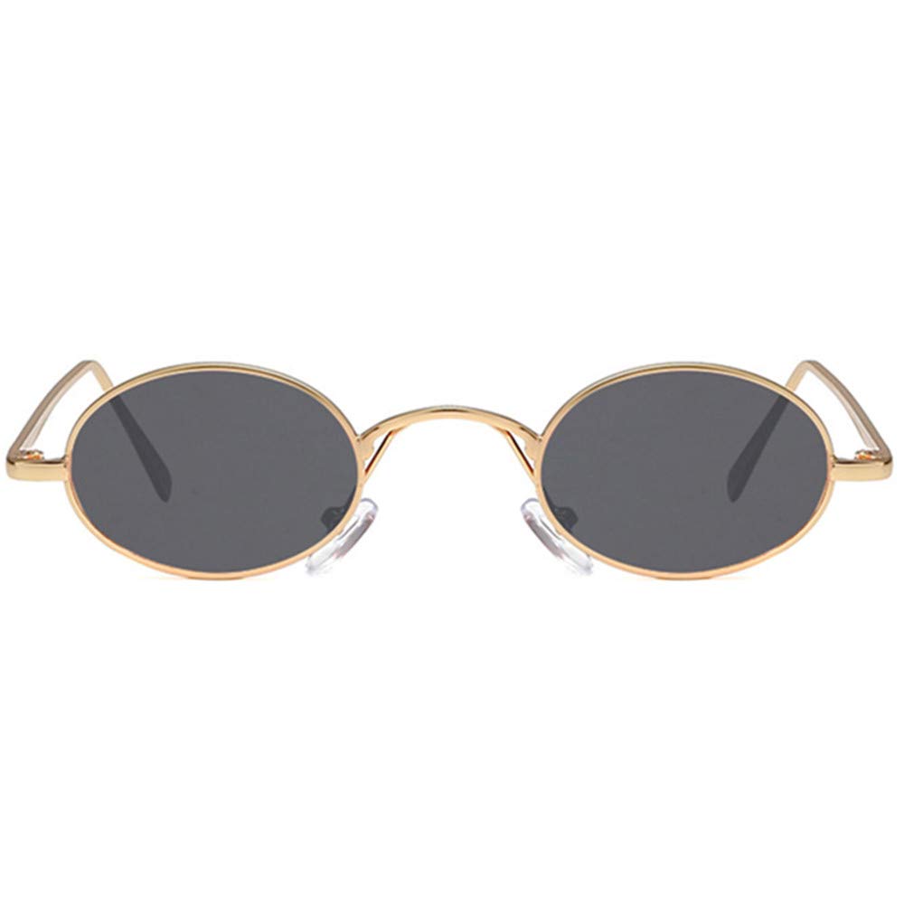 Gafas de sol gris-negras con marco dorado, ojos redondos de gato, gafas de sol de cara pequeña, modelos universales para hombre y mujer