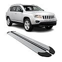 OMAC Seitenschweller Trittbretter Schweller kompatibel mit Jeep Compass 2011-2016 Aluminium Grau