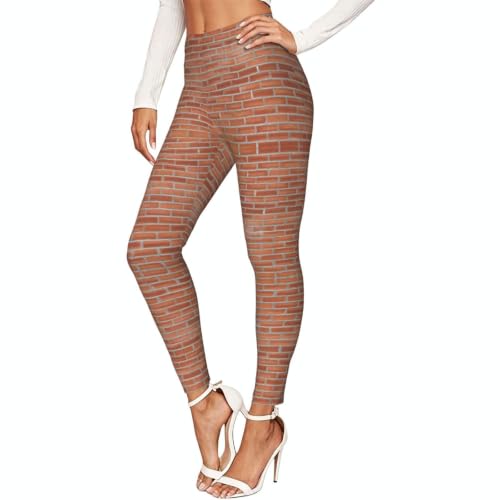 Leggings de compresión mujer con estampado de ladrillo rojo para fitness