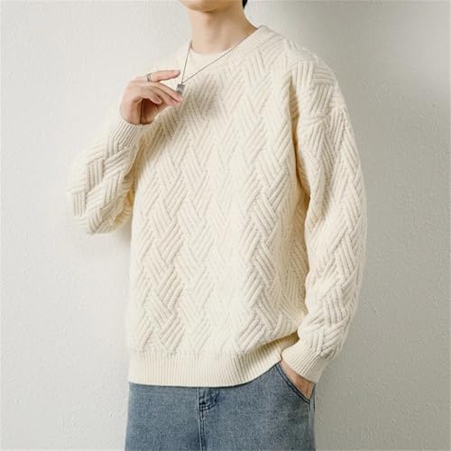 Men's Warm Pullovers Knitted Sweater Round Neck Vintage Harajuku Loose Solid Color Winter Sweaters Men Pullover4