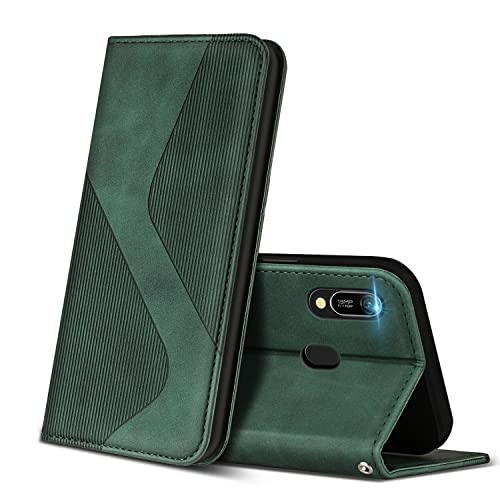 ZONNAVI Funda para Huawei Y6 2019, Funda Libro de Cuero con Ranura para Tarjeta y Magnético, Wallet Flip Caso Cubierta Case Carcasa para Huawei Y6 2019 (Verde)