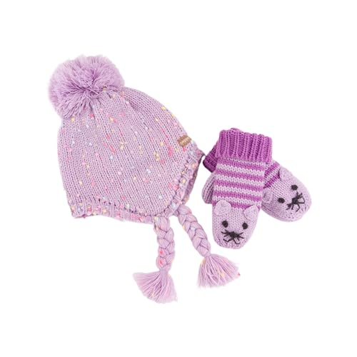 Peppercorn Kids Textured Sprinkle Knit Warm Earflap Hat Set with Mittens (Infant/Toddler 1-2 Years)