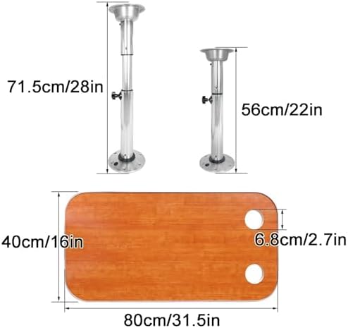 Adjustable RV Table, Removable Height Picnic Table for Boats & Outdoor Camping, 2 Cup Holders, Ideal for RV Conversions & Picnics - Yellow