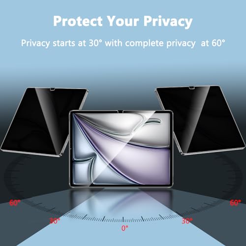 WYQLTD Privacy Screen Protector for iPad Air 11 Inch M4/M3/M2, (2026/2025/2024, 8th/7th/6th Gen), Anti-Spy 9H Tempered Glass, Anti-Scratch, Bubbles Free by WYQLTD - Image 2