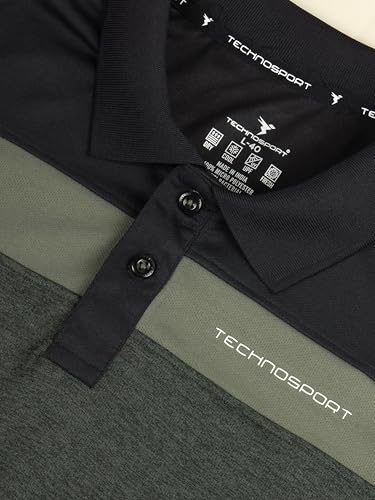 Image of TECHNOSPORT Men's Polo Neck Colorblock Half Sleeve T-Shirt - (MTP741 PRNT)