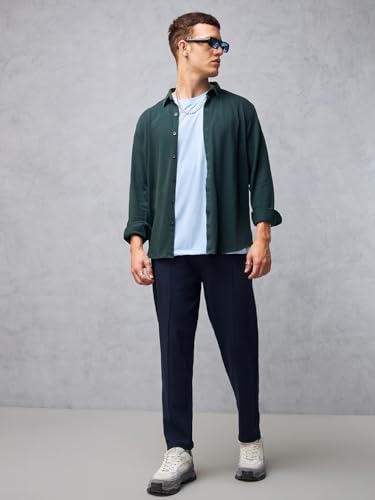 Image of Bewakoof Men's Solid Regular Fit Cotton Blend Track Pants