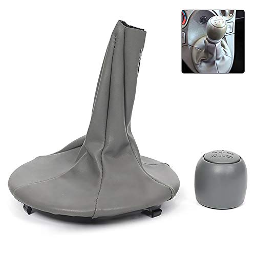 3T6B Fiat 500/500C Pommeau de levier de vitesse manuel 5 vitesses avec couvercle anti-poussière pour 2007-2013 Compatible avec les voitures Panda 2003-2012 Gris Cover