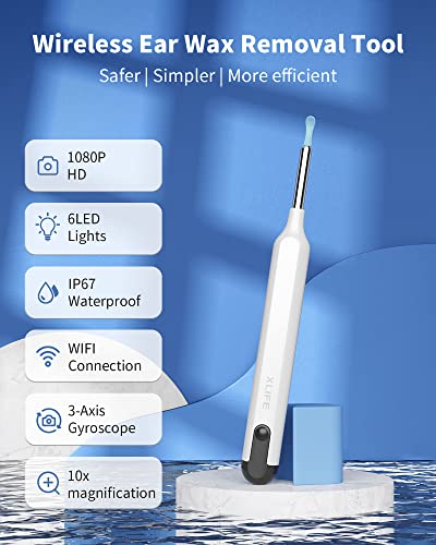 Ear Wax Removal Tool, Ear Cleaner With 1080P Hd Camera, Ear Cleaner Kit With 7 Pcs Ear Set, Wireless Otoscope With 6 Lights, Ear Wax Removal Kit For Iphone, Ipad, Android Smart Phones（White） #TOP1