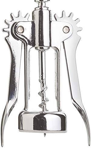 BarCraft Double Handed Chrome Winged Corkscrew, Metal,Black Lever Arm,16 cm