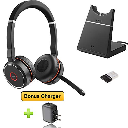 Jabra Evolve 75 Bluetooth Headset Uc Bundle, Active Environmental Canceling, Wall Charger, Usb Dongle, Charging Stand - Compatible W/Softphone Voice & Video Apps, Mobile, Tablets, Mac, Pc Headphones #TOP6