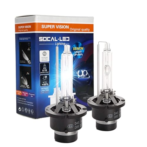 SOCAL-LED LIGHTING D4S 35W Xenon HID Headlight Bulbs - 4300K Warm White - 66440 42402 42402WX OEM High Low Beam Direct Replacement - Pack of 2