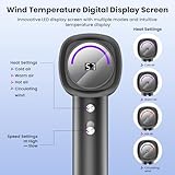 PKBD Hair Dryer, 200 Million Negative Ionic Hairdryer, 110,000 RPM High Speed Brushless Motor Blow Dryer for Fast Drying, Low Noise Hairdryers with LED Display for Home and Travel, Grey - Image 3