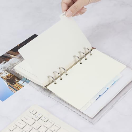 MultiBey Clear A6 6-Ring Binder with 6-Tab Index Dividers, 1 Inch Round Ring PVC Refillable Notebook, Hard Cover A6 Personal Planner Set with 3 Interchangeable Covers & 4 Built-in Pockets - Image 3