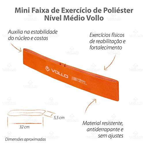 Vollo Sports, Mini Faixa de Exercício Poliéster Adulto Unissex, Laranja (Orange), 320 x 55 mm