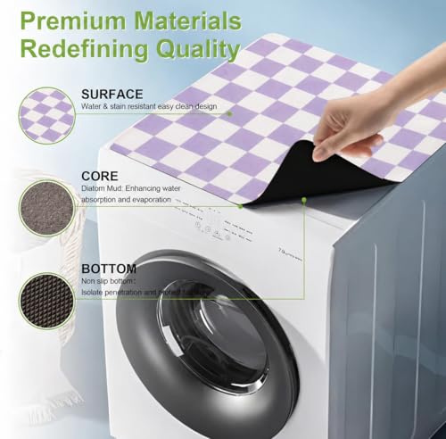 Image of Homecloud Non-Slip Washing Machine Mat - Durable Waterproof Protective Cover for Washer & Dryer, Dust-Resistant Mat Ideal for Laundry Room & Kitchen Appliances (Purple)