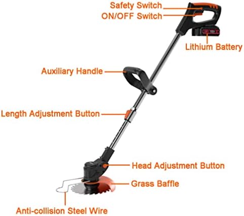 Strimmer Cordless 24V Battery Strimmer Lawn Edger with 2PCS 3.0Ah Batteries and Charger, Charger, 3 Types Blades, Height Adjustable Grass Trimmer, Lightweight Brush Cutter