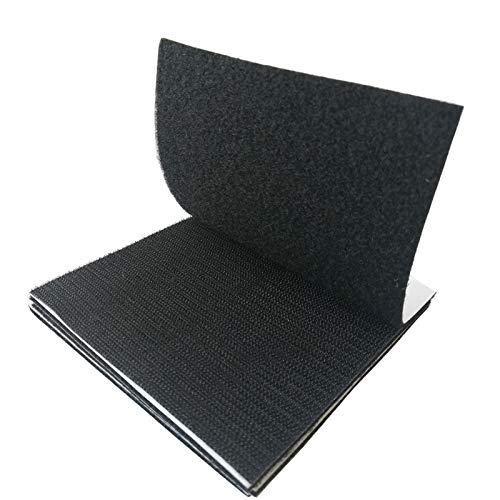 10-Pack Upgrade Hook Loop Strips Adhesive Tape Self-Adhesive Mounting Sticky Double-Sided Fasten Interlocking Tape for Fabric Hold Picture(Black, 2.5x2.5 inch)