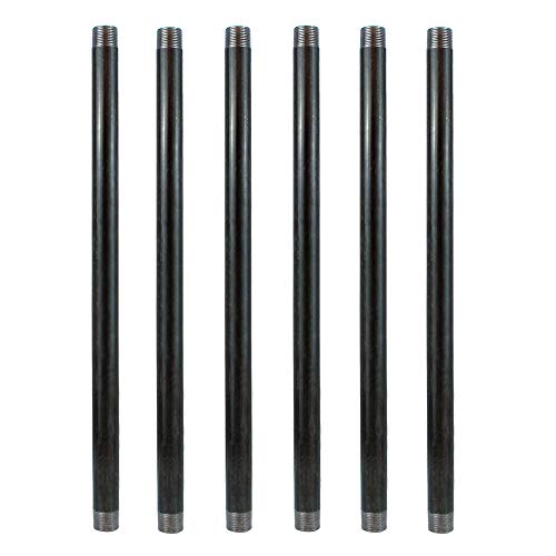 GeilSpace 6 Pack 1/2\" Ã— 24\" Heavy Duty Pre-Cut Grey Metal Pipe, Industrial Steel Fits Standard Half Inch Threaded Pipes and Fittings - Vintage DIY Industrial Shelving (1/2\" Ã— 24\", Grey)