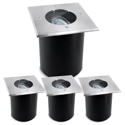 SSC-LUXon JUAVI spot encastrable carré extérieur IP67 orientable et carrossable en noir - Spot de sol GU10 pour terrasse, jardin et allées
