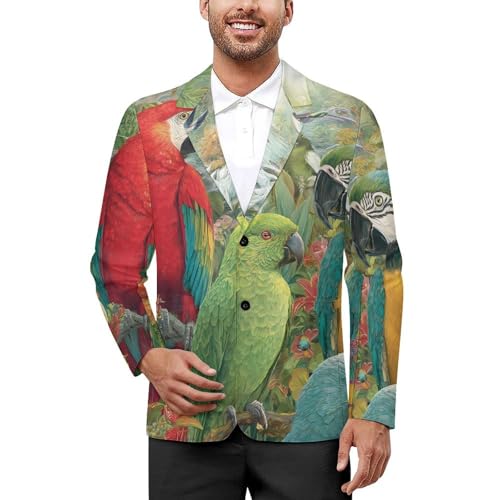 Parrot Bird Men's Blazer Printed Button Suit Jacket Slim Sport Coat Blazers