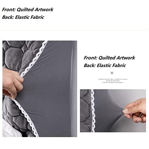 Headboard Cover,Large Thickened Bed Cover All-Inclusive Soft Velvet Headboard Bed Cover for Bedroom Decor W140xH70cm Cream - Afbeelding 6