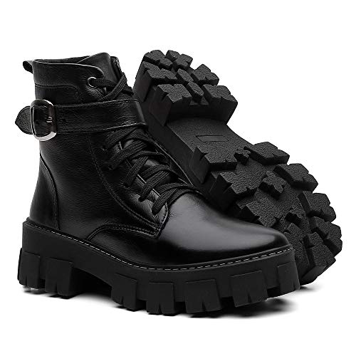 Bota Coturno Vittal Buckle Tratorado Feminino (38)