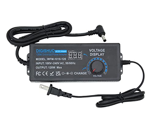 DIGISHUO 120W Power Supply Adjustable DC 3V ~ 12V 10A Variable Universal Switching AC/DC Adapter 100V-240V AC to DC Converter with LED Voltage Display and 8 Tips, for Household Electronics2