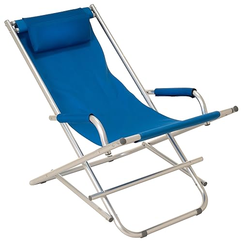 Nexos Strandstuhl Klappstuhl Klappsessel Gartenstuhl Campingstuhl Liegestuhl – Sitzmöbel Terrasse Balkon – klappbarer Stuhl aus Alu & PVC - blau Nexos Strandstuhl Klappstuhl Klappsessel Gartenstuhl Campingstuhl Liegestuhl – Sitzmöbel Terrasse Balkon – klappbarer Stuhl aus Alu & PVC - blau